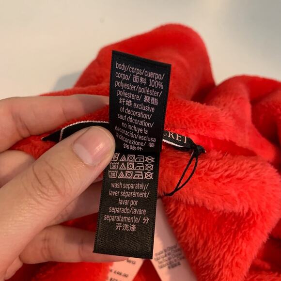 Victoria's Secret Robe Womens M Medium Red Plush Fuzzy Open Front Short *READ - Picture 11 of 16